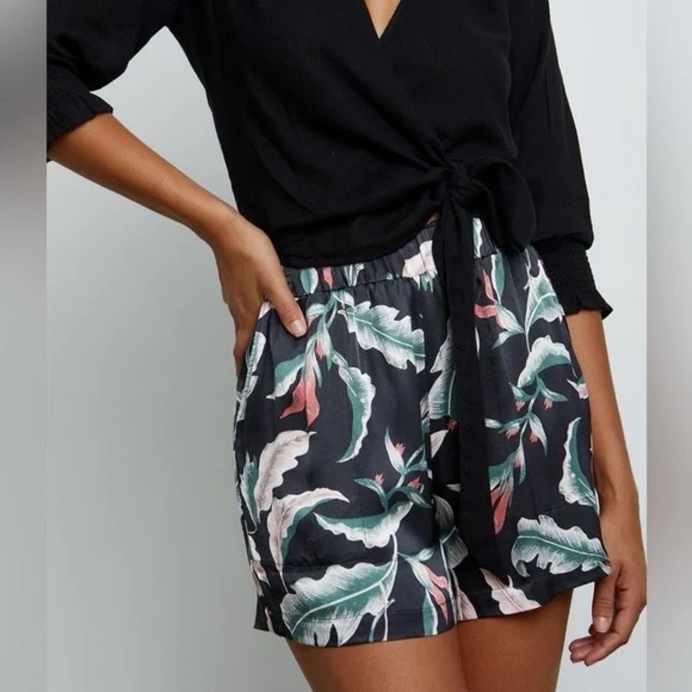 Rails Black Floral High Waist Women's Shorts